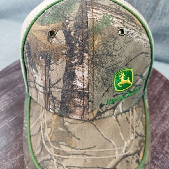 John Deere Camo Trucker Hat W/ Mesh Back Adjustable Strap Unisex Outdoor Cap - Picture 8 of 11